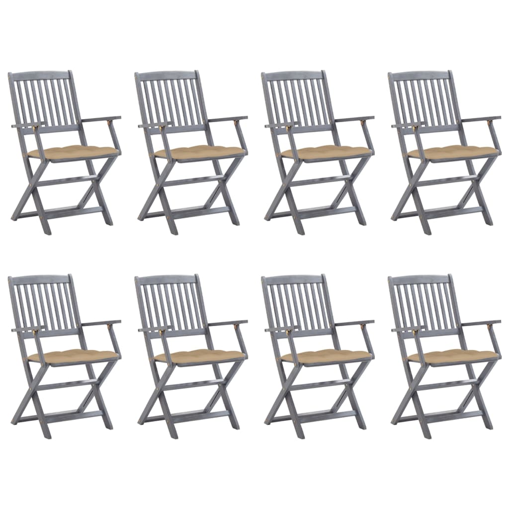 Tuinstoelen 8 st inklapbaar met kussens massief acaciahout is nu te koop bij PeponiXL, paradijselijk wonen!