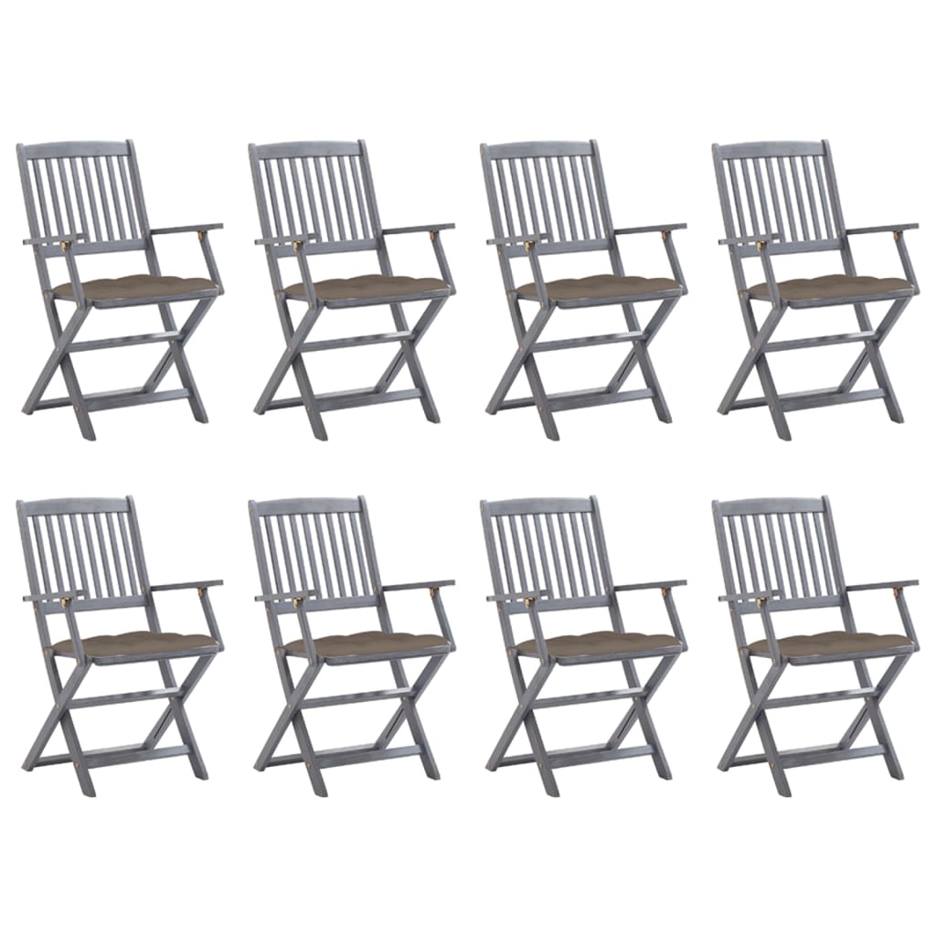 Tuinstoelen 8 st inklapbaar met kussens massief acaciahout is nu te koop bij PeponiXL, paradijselijk wonen!