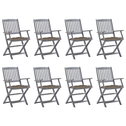 Tuinstoelen 8 st inklapbaar met kussens massief acaciahout is nu te koop bij PeponiXL, paradijselijk wonen!