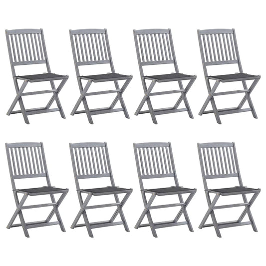 Tuinstoelen 8 st inklapbaar met kussens massief acaciahout is nu te koop bij PeponiXL, paradijselijk wonen!