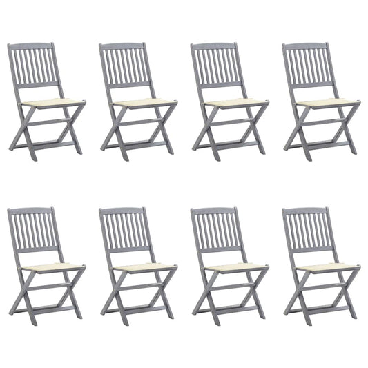 Tuinstoelen 8 st inklapbaar met kussens massief acaciahout is nu te koop bij PeponiXL, paradijselijk wonen!