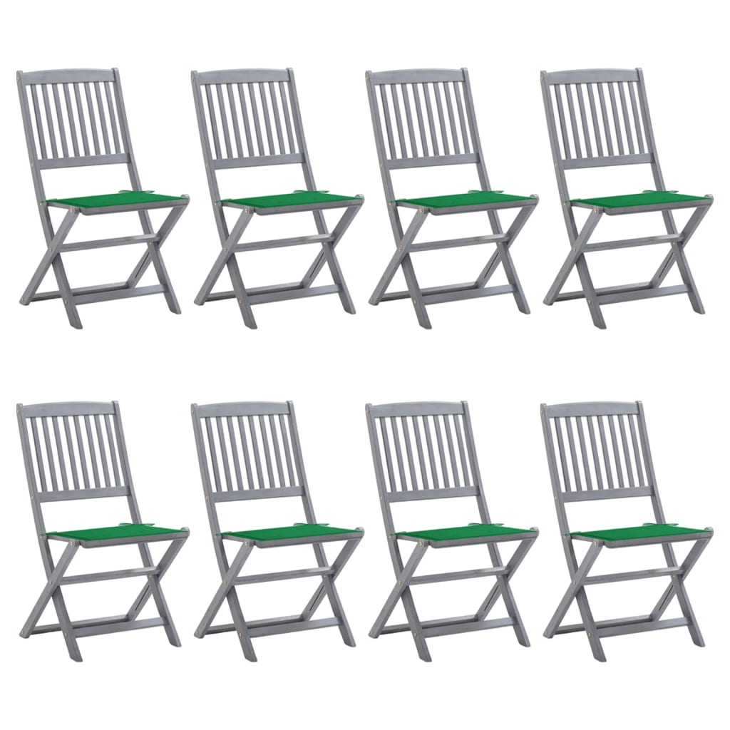 Tuinstoelen 8 st inklapbaar met kussens massief acaciahout is nu te koop bij PeponiXL, paradijselijk wonen!