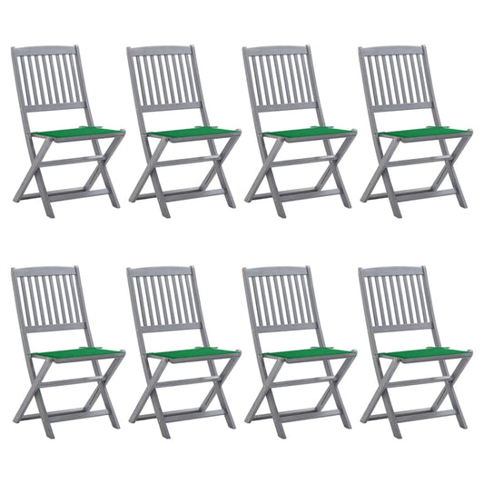 Tuinstoelen 8 st inklapbaar met kussens massief acaciahout is nu te koop bij PeponiXL, paradijselijk wonen!