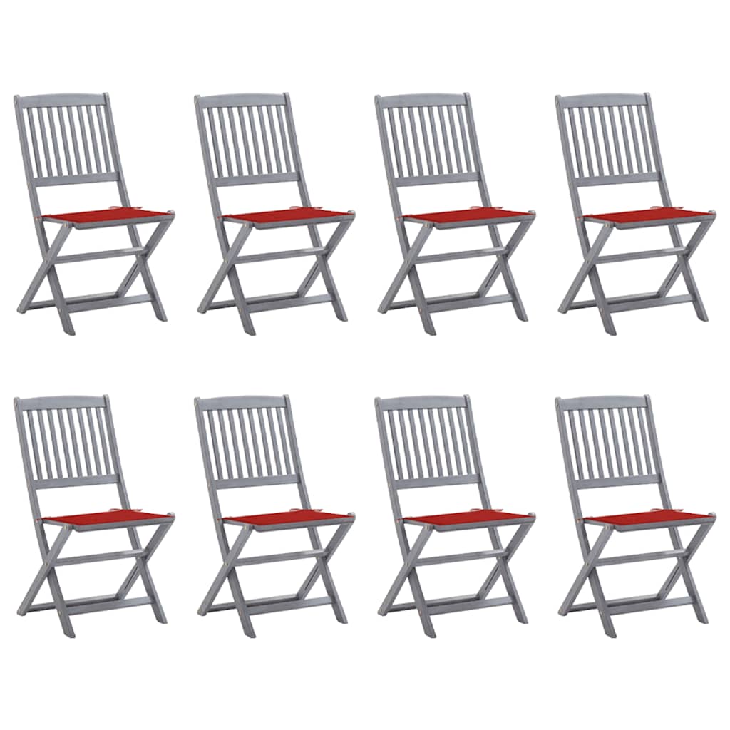 Tuinstoelen 8 st inklapbaar met kussens massief acaciahout is nu te koop bij PeponiXL, paradijselijk wonen!