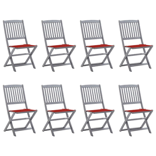Tuinstoelen 8 st inklapbaar met kussens massief acaciahout is nu te koop bij PeponiXL, paradijselijk wonen!