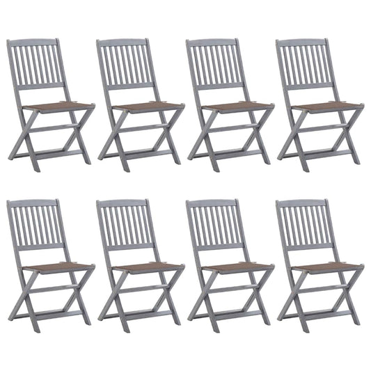 Tuinstoelen 8 st inklapbaar met kussens massief acaciahout is nu te koop bij PeponiXL, paradijselijk wonen!
