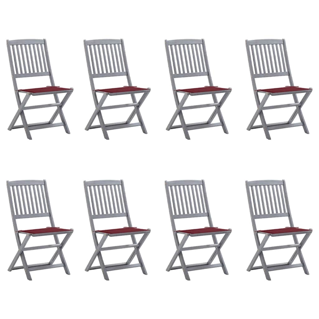 Tuinstoelen 8 st inklapbaar met kussens massief acaciahout is nu te koop bij PeponiXL, paradijselijk wonen!