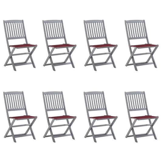 Tuinstoelen 8 st inklapbaar met kussens massief acaciahout is nu te koop bij PeponiXL, paradijselijk wonen!