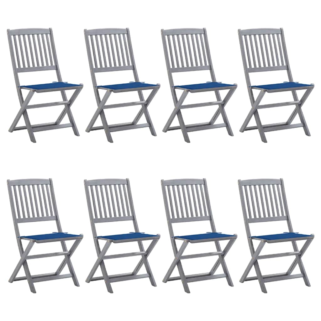 Tuinstoelen 8 st inklapbaar met kussens massief acaciahout is nu te koop bij PeponiXL, paradijselijk wonen!
