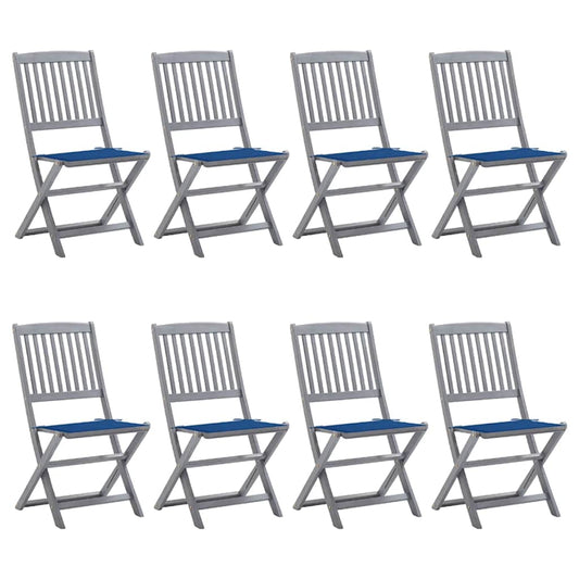 Tuinstoelen 8 st inklapbaar met kussens massief acaciahout is nu te koop bij PeponiXL, paradijselijk wonen!