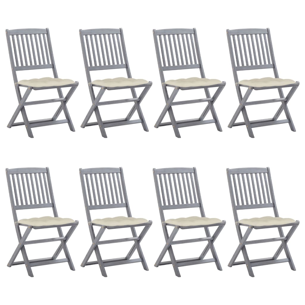 Tuinstoelen 8 st inklapbaar met kussens massief acaciahout is nu te koop bij PeponiXL, paradijselijk wonen!