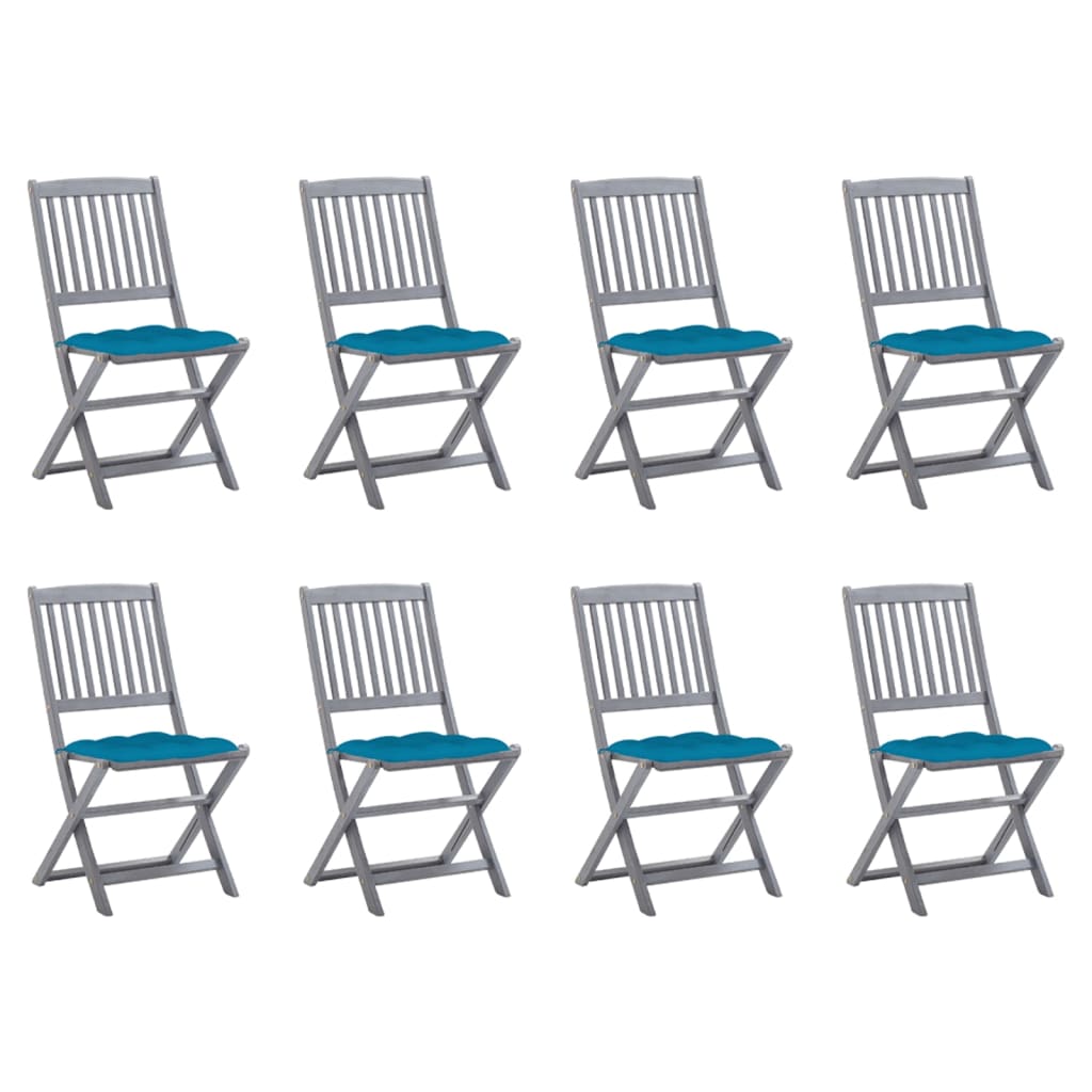 Tuinstoelen 8 st inklapbaar met kussens massief acaciahout is nu te koop bij PeponiXL, paradijselijk wonen!
