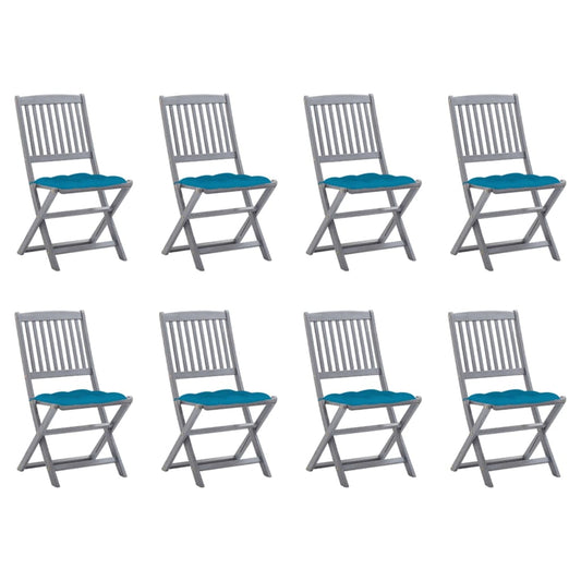 Tuinstoelen 8 st inklapbaar met kussens massief acaciahout is nu te koop bij PeponiXL, paradijselijk wonen!