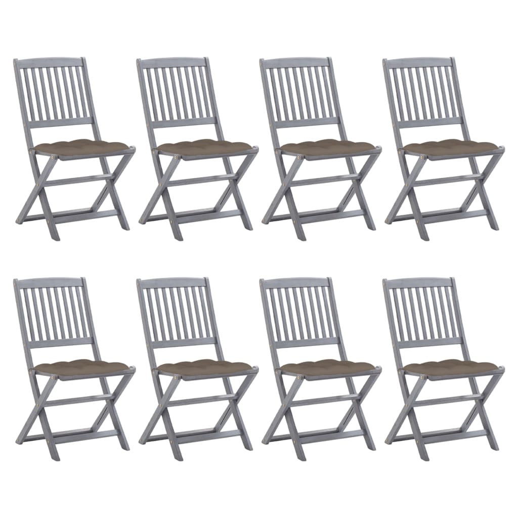 Tuinstoelen 8 st inklapbaar met kussens massief acaciahout is nu te koop bij PeponiXL, paradijselijk wonen!