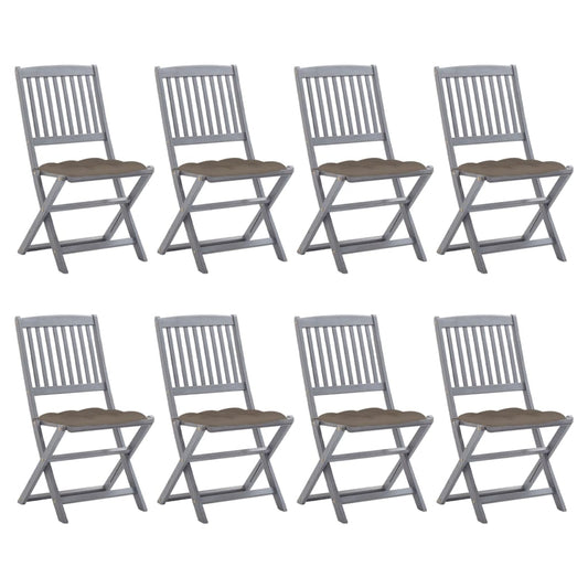 Tuinstoelen 8 st inklapbaar met kussens massief acaciahout is nu te koop bij PeponiXL, paradijselijk wonen!