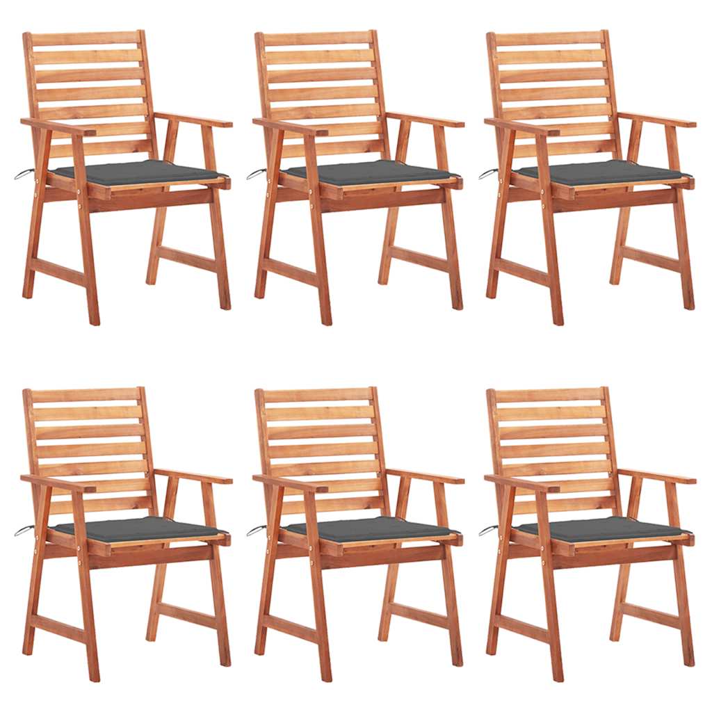 Tuinstoelen 6 st met kussens massief acaciahout is nu te koop bij PeponiXL, paradijselijk wonen!