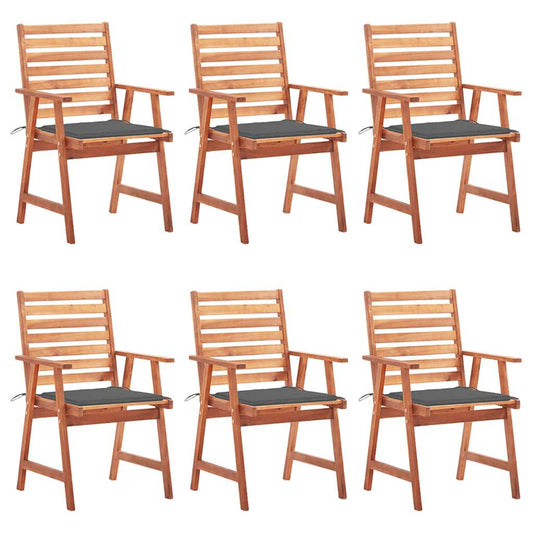 Tuinstoelen 6 st met kussens massief acaciahout is nu te koop bij PeponiXL, paradijselijk wonen!