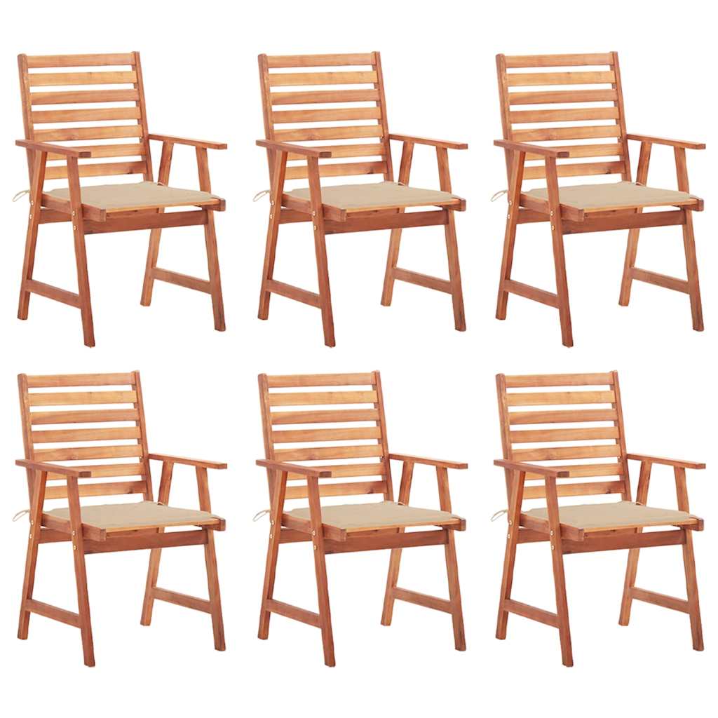 Tuinstoelen 6 st met kussens massief acaciahout is nu te koop bij PeponiXL, paradijselijk wonen!