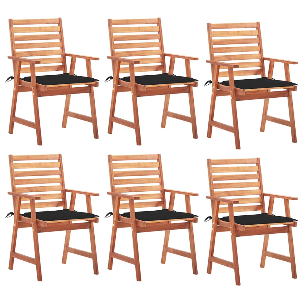 Tuinstoelen 6 st met kussens massief acaciahout is nu te koop bij PeponiXL, paradijselijk wonen!