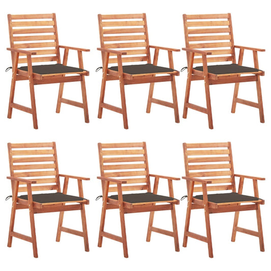 Tuinstoelen 6 st met kussens massief acaciahout is nu te koop bij PeponiXL, paradijselijk wonen!