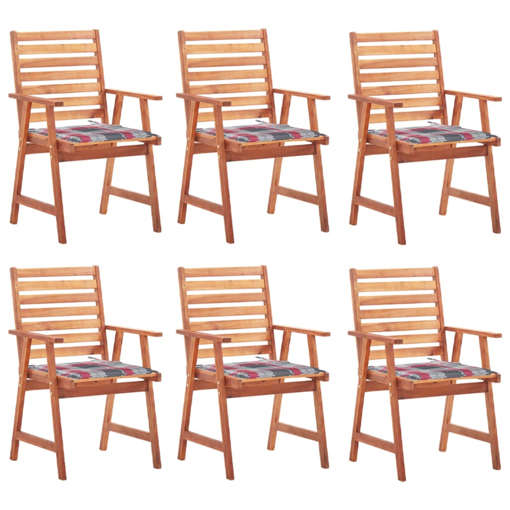 Tuinstoelen 6 st met kussens massief acaciahout is nu te koop bij PeponiXL, paradijselijk wonen!