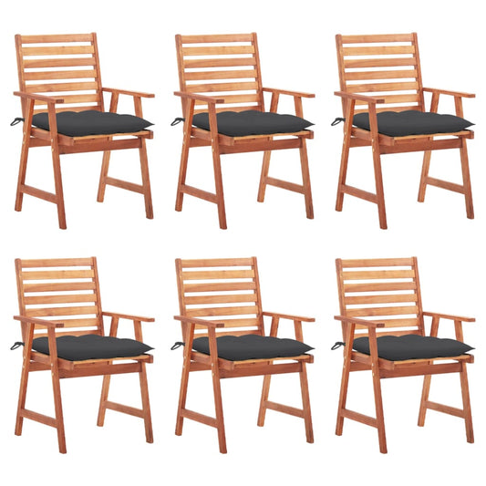 Tuinstoelen 6 st met kussens massief acaciahout is nu te koop bij PeponiXL, paradijselijk wonen!