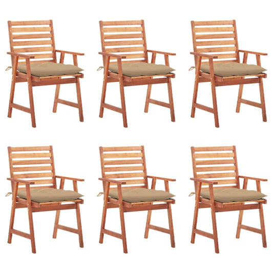 Tuinstoelen 6 st met kussens massief acaciahout is nu te koop bij PeponiXL, paradijselijk wonen!