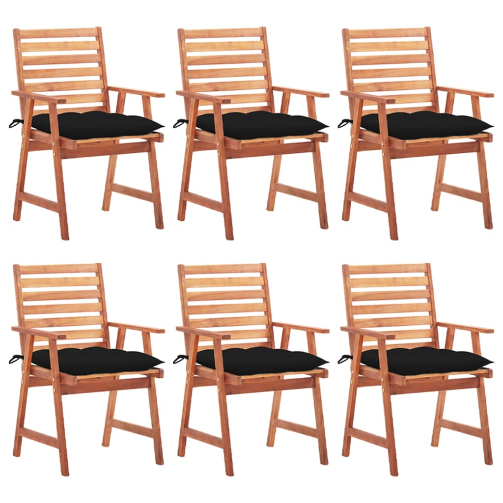 Tuinstoelen 6 st met kussens massief acaciahout is nu te koop bij PeponiXL, paradijselijk wonen!