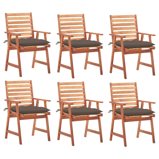 Tuinstoelen 6 st met kussens massief acaciahout is nu te koop bij PeponiXL, paradijselijk wonen!