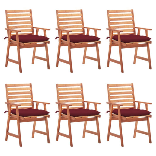 Tuinstoelen 6 st met kussens massief acaciahout is nu te koop bij PeponiXL, paradijselijk wonen!