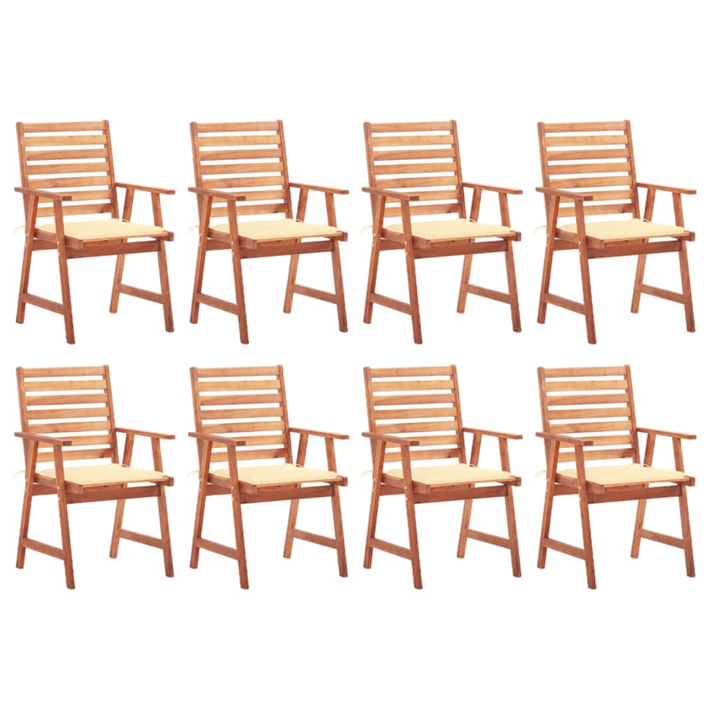 Tuinstoelen 8 st met kussens massief acaciahout is nu te koop bij PeponiXL, paradijselijk wonen!