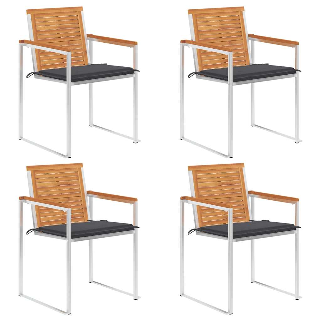 Tuinstoelen 4 st met kussens massief acaciahout is nu te koop bij PeponiXL, paradijselijk wonen!