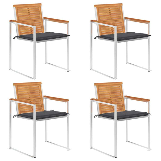 Tuinstoelen 4 st met kussens massief acaciahout is nu te koop bij PeponiXL, paradijselijk wonen!