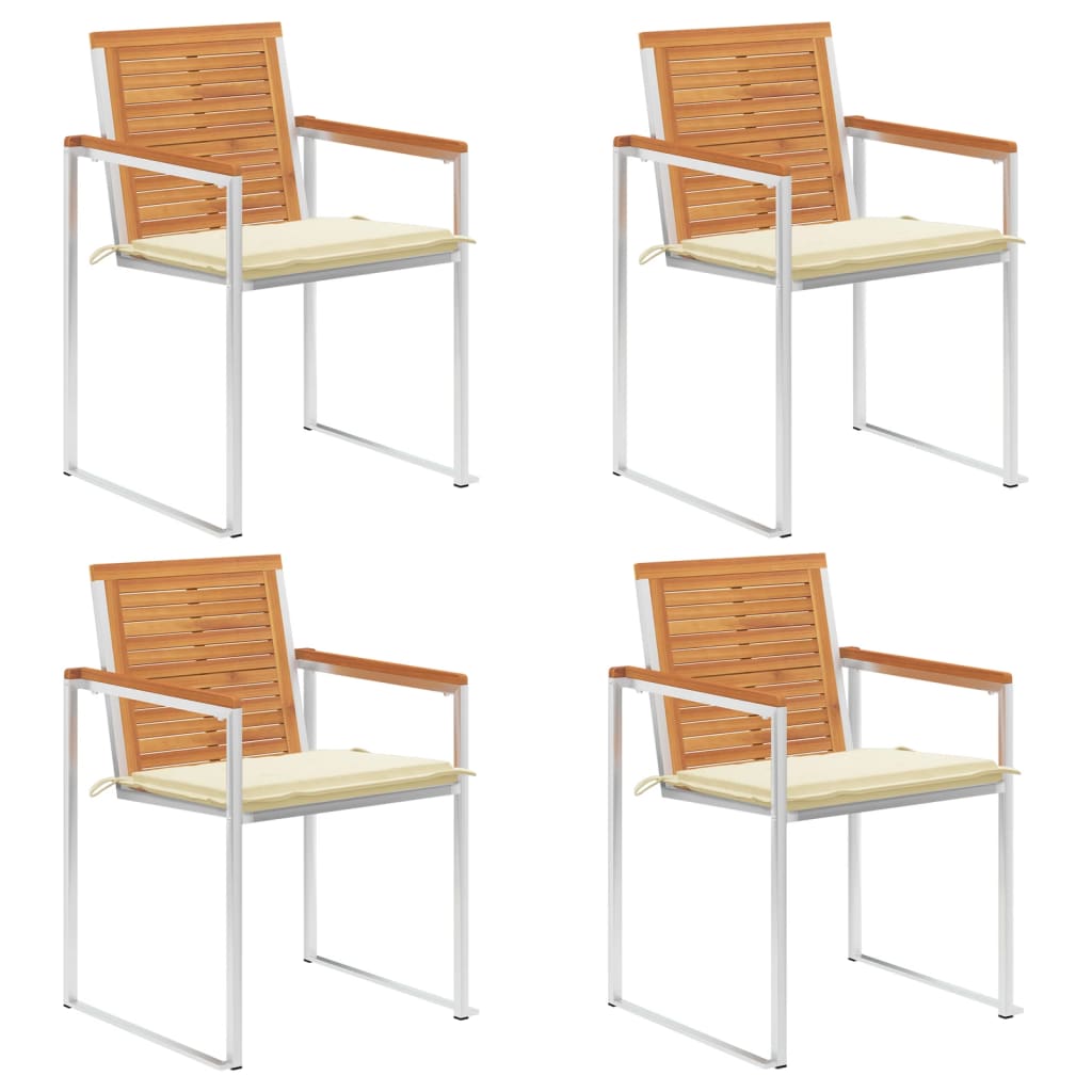 Tuinstoelen 4 st met kussens massief acaciahout is nu te koop bij PeponiXL, paradijselijk wonen!
