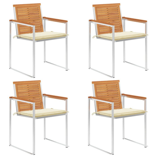 Tuinstoelen 4 st met kussens massief acaciahout is nu te koop bij PeponiXL, paradijselijk wonen!