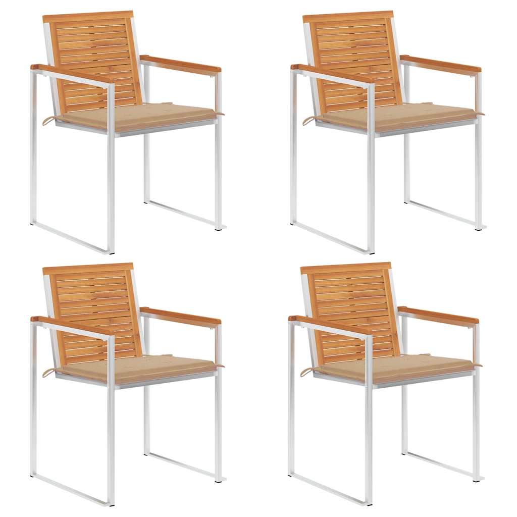Tuinstoelen 4 st met kussens massief acaciahout is nu te koop bij PeponiXL, paradijselijk wonen!