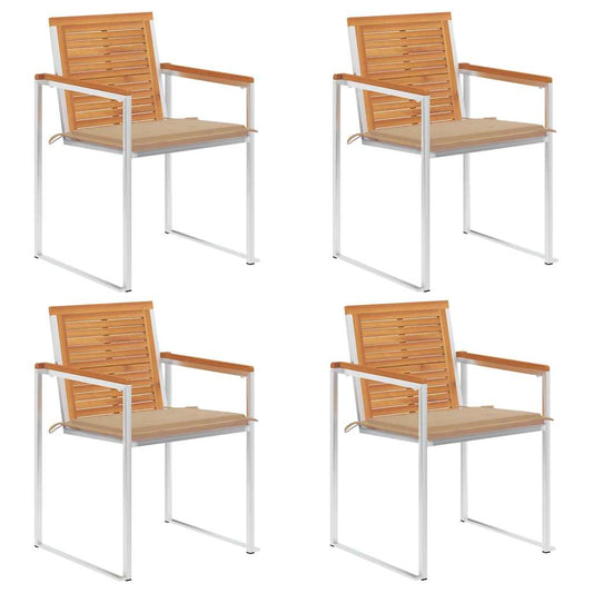 Tuinstoelen 4 st met kussens massief acaciahout is nu te koop bij PeponiXL, paradijselijk wonen!