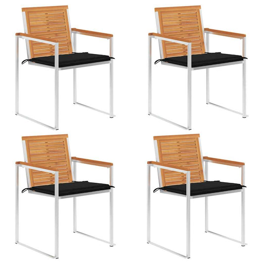 Tuinstoelen 4 st met kussens massief acaciahout is nu te koop bij PeponiXL, paradijselijk wonen!