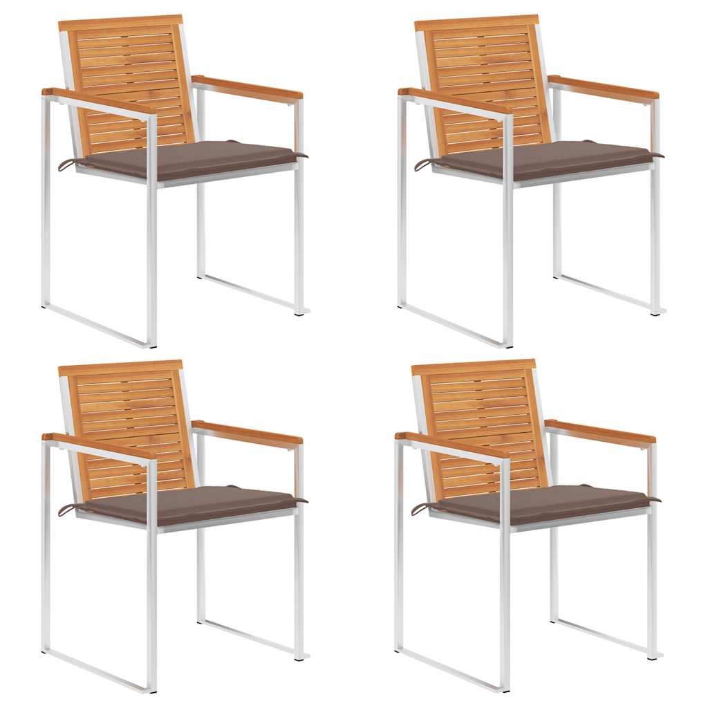 Tuinstoelen 4 st met kussens massief acaciahout is nu te koop bij PeponiXL, paradijselijk wonen!