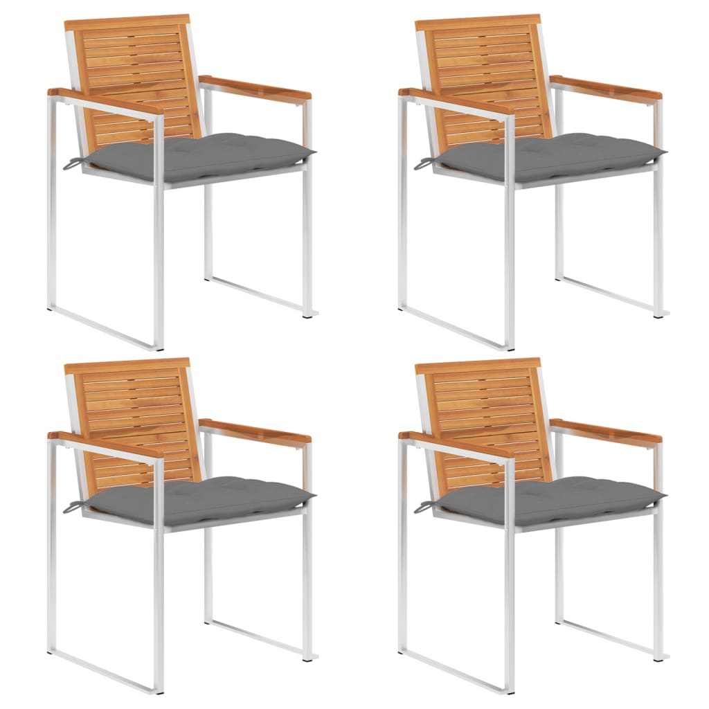 Tuinstoelen 4 st met kussens massief acaciahout is nu te koop bij PeponiXL, paradijselijk wonen!