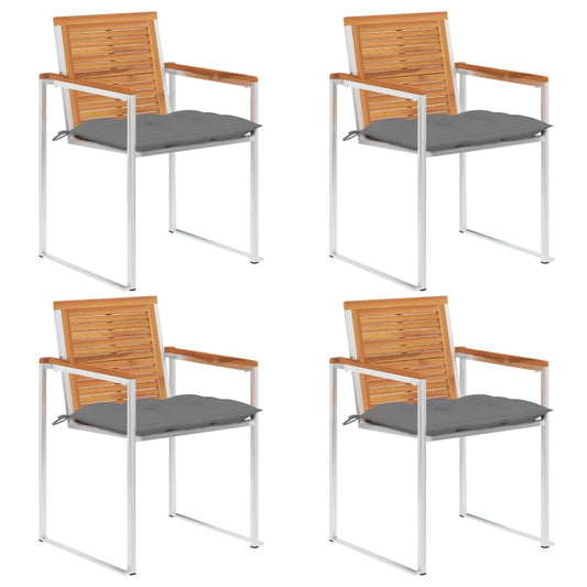 Tuinstoelen 4 st met kussens massief acaciahout is nu te koop bij PeponiXL, paradijselijk wonen!