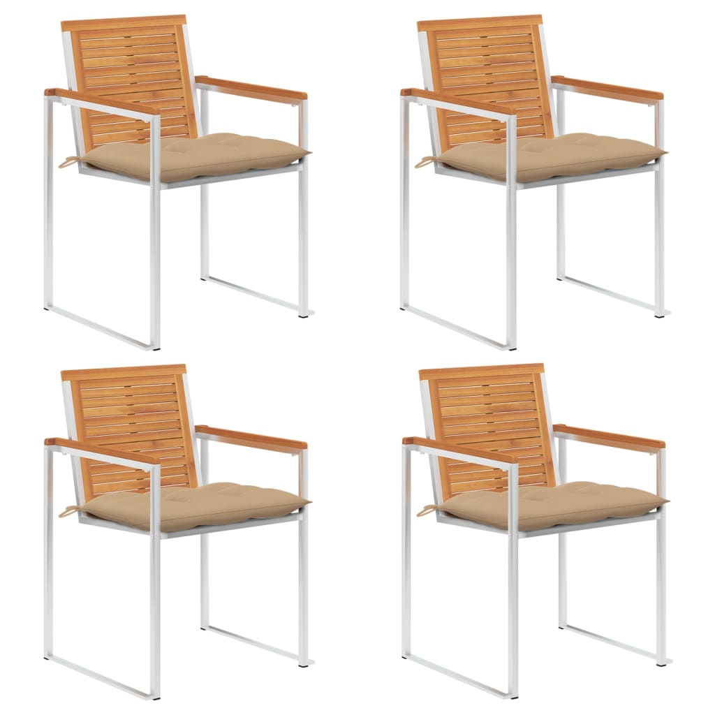Tuinstoelen 4 st met kussens massief acaciahout is nu te koop bij PeponiXL, paradijselijk wonen!