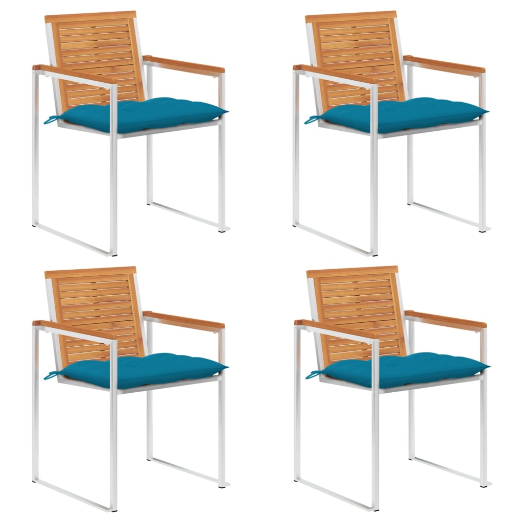 Tuinstoelen 4 st met kussens massief acaciahout is nu te koop bij PeponiXL, paradijselijk wonen!