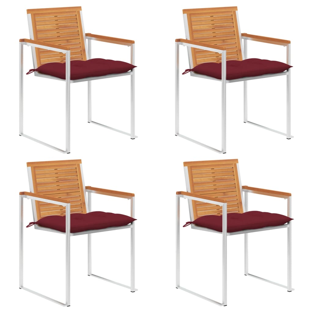 Tuinstoelen 4 st met kussens massief acaciahout is nu te koop bij PeponiXL, paradijselijk wonen!
