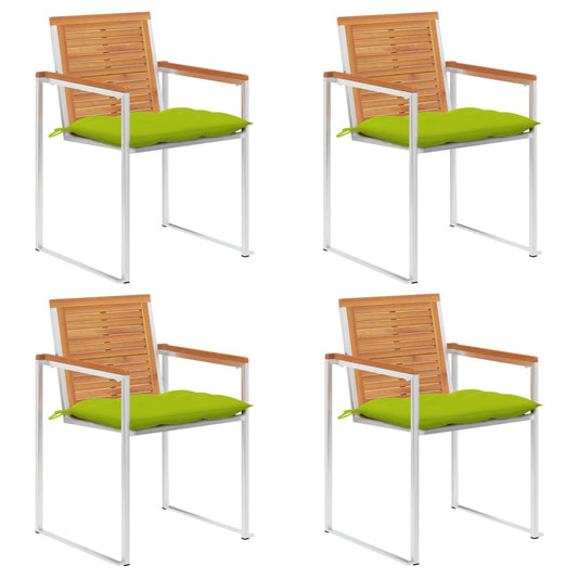 Tuinstoelen 4 st met kussens massief acaciahout is nu te koop bij PeponiXL, paradijselijk wonen!