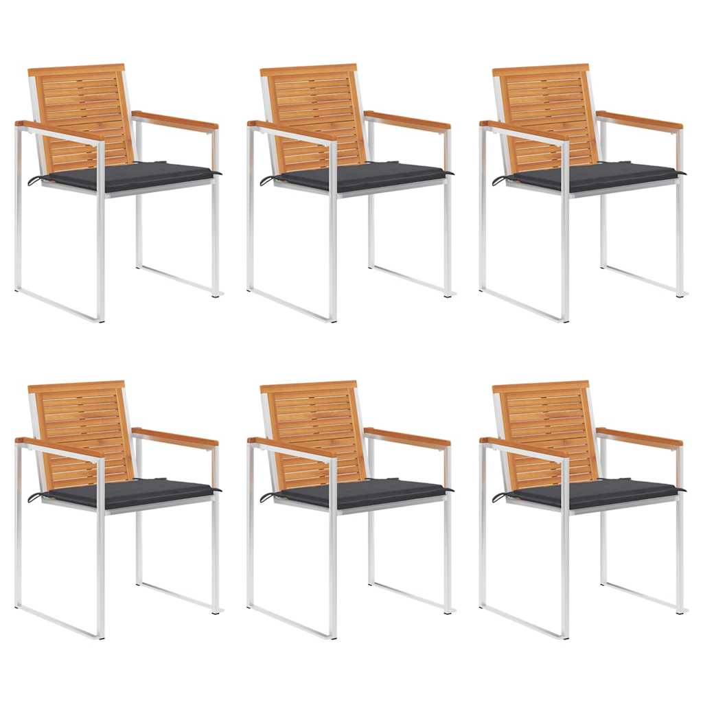 Tuinstoelen 6 st met kussens massief acaciahout is nu te koop bij PeponiXL, paradijselijk wonen!