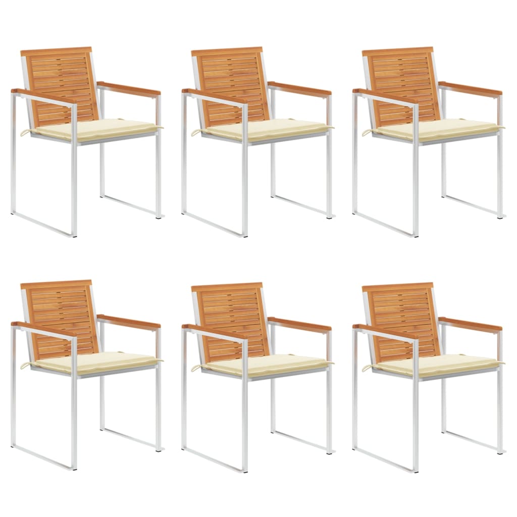 Tuinstoelen 6 st met kussens massief acaciahout is nu te koop bij PeponiXL, paradijselijk wonen!