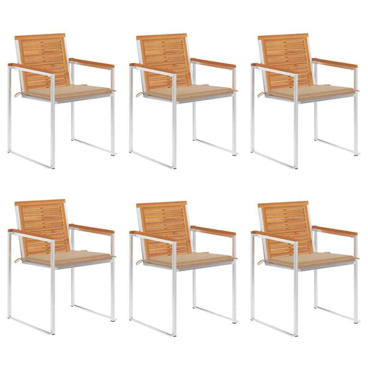 Tuinstoelen 6 st met kussens massief acaciahout is nu te koop bij PeponiXL, paradijselijk wonen!