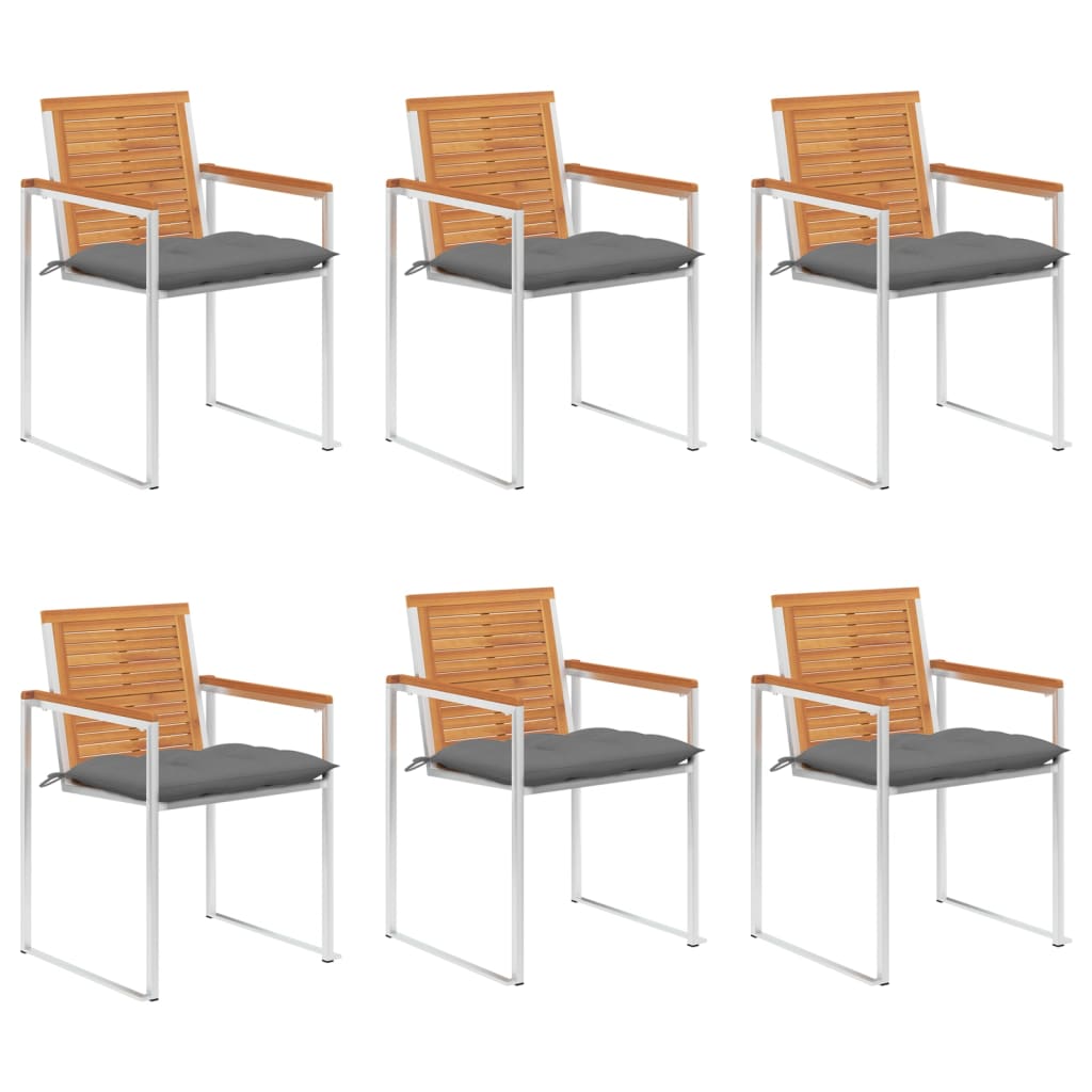 Tuinstoelen 6 st met kussens massief acaciahout is nu te koop bij PeponiXL, paradijselijk wonen!