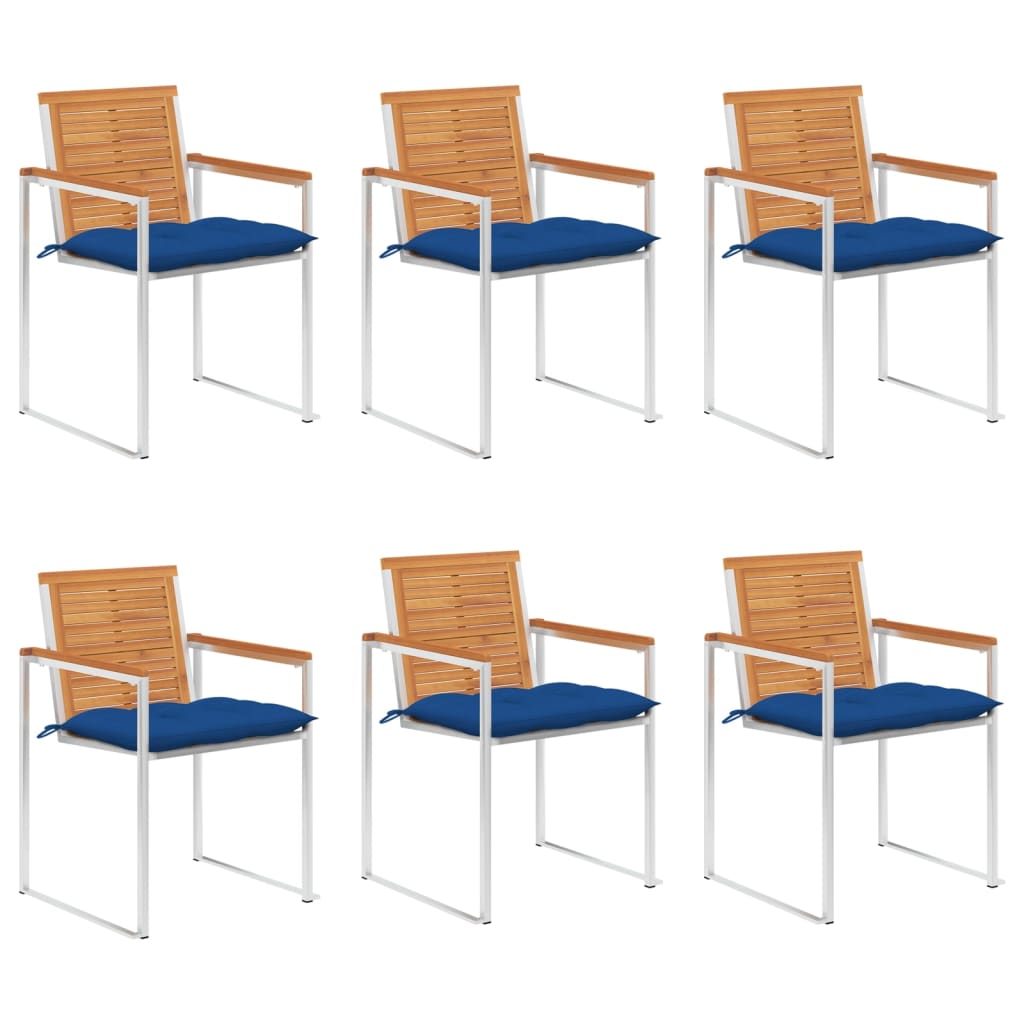 Tuinstoelen 6 st met kussens massief acaciahout is nu te koop bij PeponiXL, paradijselijk wonen!